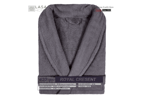 Peignoir col châle - Coton peigné Gris acier | Royal Cresent
