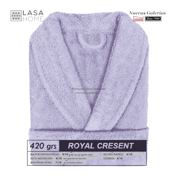 Peignoir col châle - Coton peigné Bleu lavande | Royal Cresent