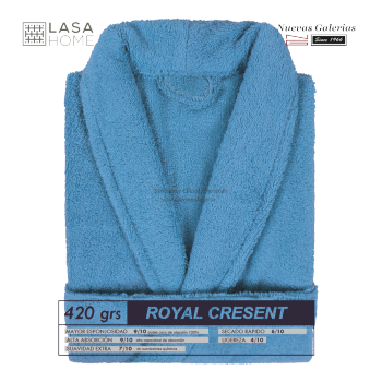 Peignoir col châle - Coton peigné Bleu mer | Royal Cresent