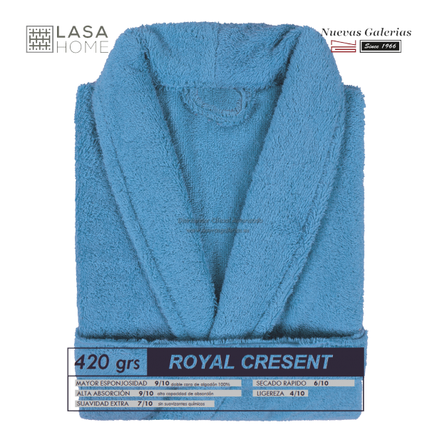 Albornoz cuello Smoking Azul mar | Royal Cresent