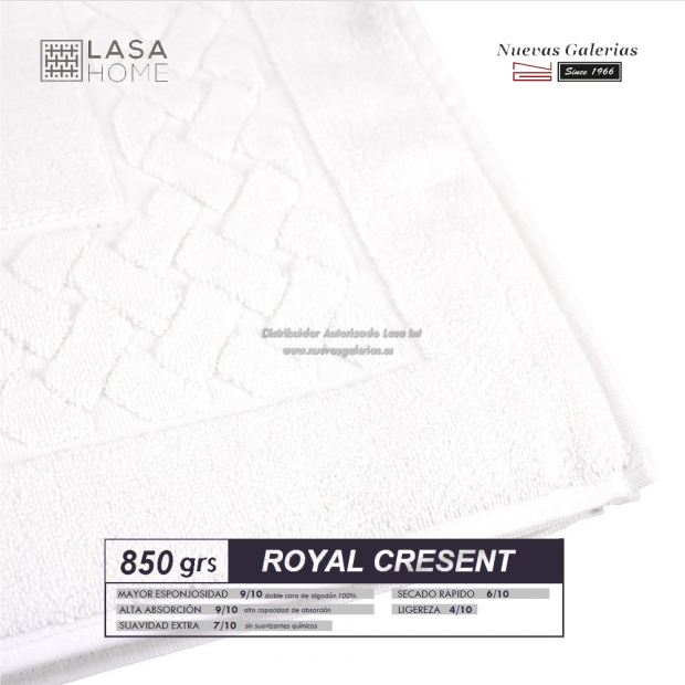 100% Baumwolle Badteppich 850 g / m² Weiß | Royal Cresent