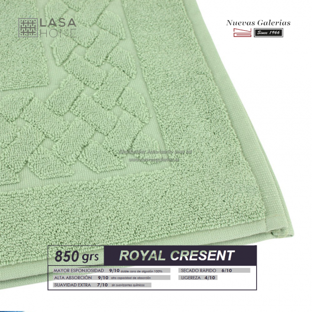 Tapis de bain 100% coton 850 g / m² Vert céladon | Royal Cresent