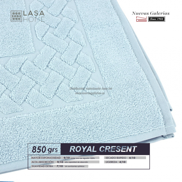 100% Baumwolle Badteppich 850 g / m² Blassblau | Royal Cresent