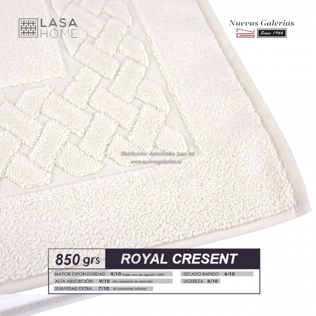 Tapis de bain 100% coton 850 g / m² Blanc Crème | Royal Cresent